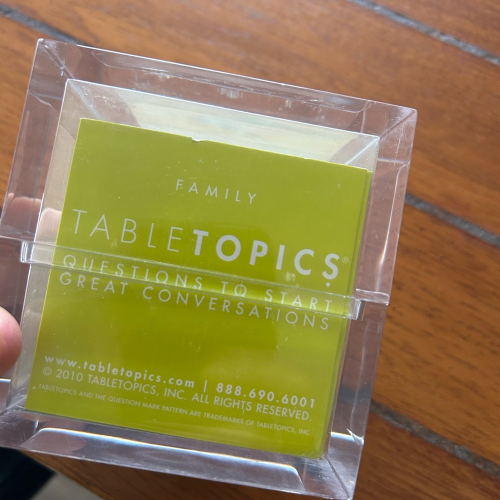 Family Table Topics. Questions to start great conversations! Great gift